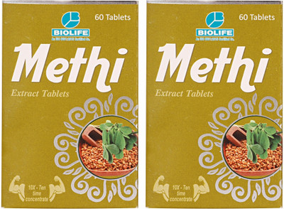 BIOLIFE Methi Extract Tablets Support for Blood Sugar Control(Pack of 2, 120 Tablets)