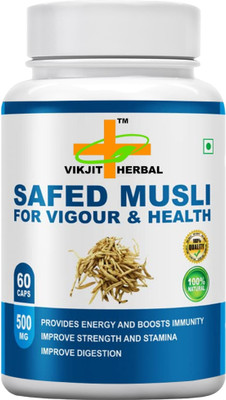 VIKJIT HERBALS AYURVEDIC SAFED MUSL1 FOR VIGOUR & HEALTHY 60veg capsules pack of 1(60 Capsules)