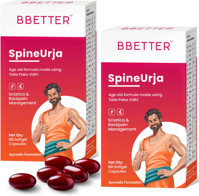 BBETTER SpineUrja -Lab Tested Ayurvedic Medicine Sciatica Relief(Pack of 2, 120 Capsules)