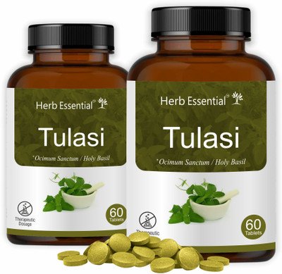 Herb Essential Tulsi 500mg Tablet - 60 Tablets (Pack of 2)(Pack of 2, 120 Tablets)