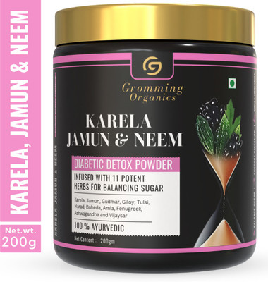 The Gromming guru Karela Jamun Neem Powder with 11 Powerful Herbs to Control Suger Level(200 g)
