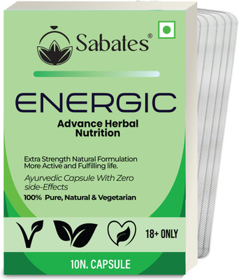 Sabates Energic Wellness Energy Capsule For Men ` Excellent Rejuvenating & More Power(Pack of 6, 60 Capsules)