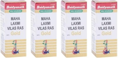 Baidnath Maha Laxmi Vilas Ras with Gold (4 Packs, Each Pack 25 Tablets)(Pack of 4)