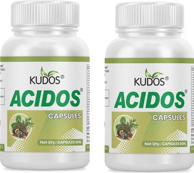 Kudos Ayurveda Acidos Capsule For Acidity and Gastric 2(Pack of 2, 120 Capsules)