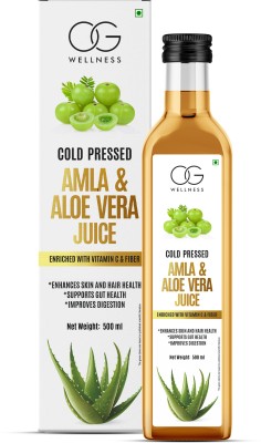 OG WELLNESS Cold Pressed Amla & Aloe Vera Juice – Enriched with Vitamin C & Fiber(500 ml)