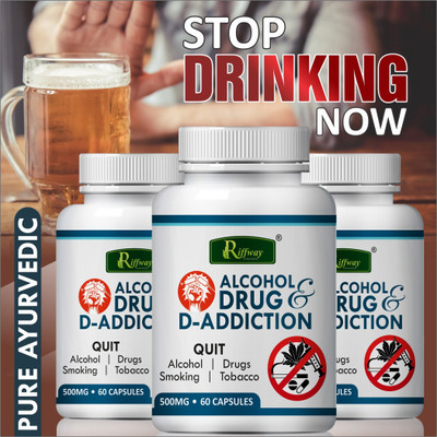 Riffway Alcohol Drug D-Addiction Tablets Support To Purifies Lungs Reduce Substance(Pack of 3, 180 Capsules)