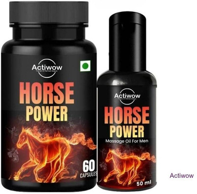 ACTIWOW Horse Power Capsule & Oil for Performance Enhancement T13(60 Capsules)