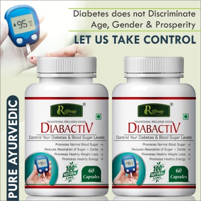 Riffway Diabactiv Herbal Tablets | Diebetes Capsule Controls Blood Sugar-Level(2 x 60 Capsules)