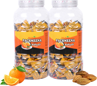 Multani Pachmeena Narangi Digestive Candy | Relief Gas & Bloating | Toffee Jar -(Pack of 2, 400 Tablets)