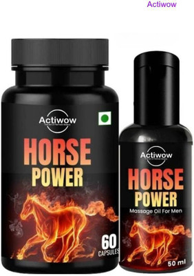 ACTIWOW Horse Power Capsule & Oil for Better Performance IE4(60 Capsules)