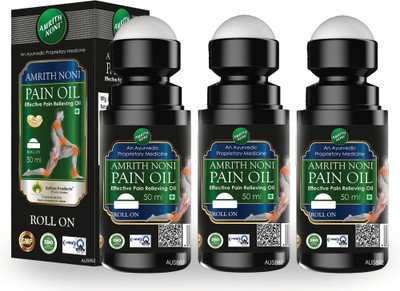 AMRITH NONI Ayurvedic Pain Oil Rollon 50ml -Relief on Joints,Muscle,Elbow,Knee,Low Back pain(Pack of 3, 150 ml)