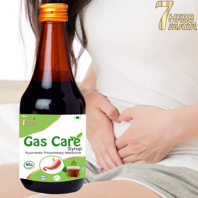 7Herbmaya Gas Care Syrup Quick Relief from Constipation, Gas & Acidity Improves Appetite(200 ml)