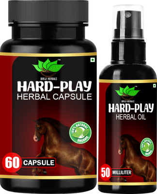 BIRJI HERBALS HARD-PLAY HERBAL CAPSULE & HARD PLAY HERBAL OIL(Pack of 2, 60 Capsules, 50 ml)