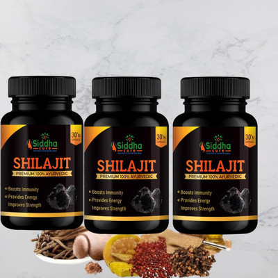 Siddha cure Shialjit capsule Enhances Immunity and Strength(Pack of 3, 90 Capsules)