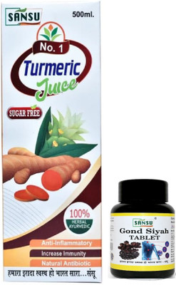 Sansu Turmeric Juice for Makes skin 500ml with Gond Siya 60 tablet(500 ml)