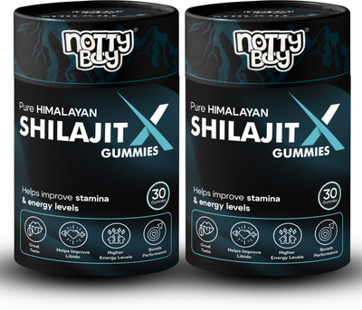 NottyBoy Shilajit X Gummies 250mg | Energy & Stamina Boost | No Sugar | Tamarind Flavour(Pack of 2, 60 Tablets)