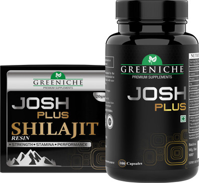 Greeniche Josh Plus Capsules & Shilajit Resin For Men (Combo Pack )(100 Capsules, 20 g)