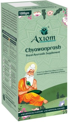 AXIOM Royal Ayurvedic Chyawanprash 1kg | 2X Immunity | Made With Deshi Cow Ghee(A2 Ghee), Kashmiri Saffron & Wild Natural Honey | WHO GMP, GLP Certified Product | No Artificial Colour & Flavours