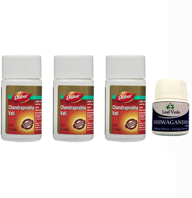 Dabur Chandraprabha Vati Chandra Parbha With Leaf Ashwagandha 15 Tab(Pack of 4, 240 Tablets)
