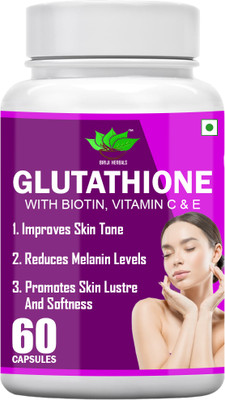 BIRJI HERBALS Glutathione with biotin, vitamin C & E(60 Capsules)