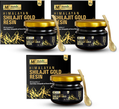 Multani Essentials Himalayan Shilajit Gold Resin | Boost Strength, Vigor & Vitality -(Pack of 3, 20 g)