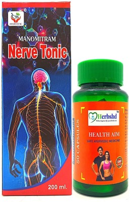 HERBSHD Health Aim 50Capsule & Nerve Tonic 200ml For Mental & Physical Stress(Pack Of 2)(Pack of 2)