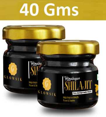 G GLOWSIK Himalayan Shilajit Resin Pure Ayurvedic Natural For Stamina , Strength & Power(Pack of 2, 20 g)