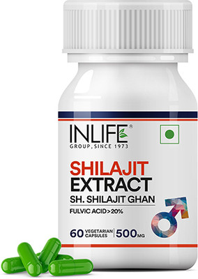 INLIFE Shilajit Extract, 500mg (60 Vegetarian Capsules)(60 Capsules)