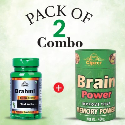 CIPZER Brahmi(30Caps) & Brain PowerPrash(400Gram)Combo-Memorizer improved brainfunction(Pack of 2)