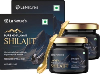 La Natures Pure Shilajit Resin|Rich in Fulvic Acid|Boost Strength, Stamina & Power- 20 Gms(Pack of 2)