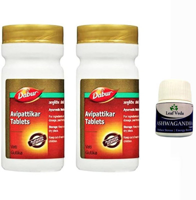 Dabur Avipattikar Tablets For constipation With Leaf Ashwagandha 15 Tab(Pack of 3, 120 Tablets)