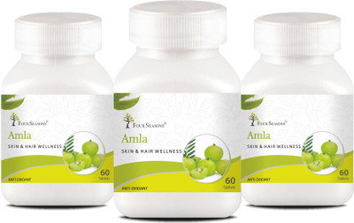 Four Seasons AMLA TABLET | Natural & Rich Source of Vitamin C(Pack of 3, 180 Tablets)