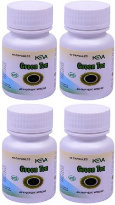 KEVA GREEN TEA (60 CAPSULES, 500 MG EACH) : It improves blood circulation(Pack of 4)