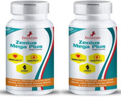 Zenius Mega Plus Capsule for Immunity, Energy and Joints(Pack of 2, 60 Capsules)