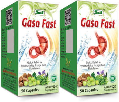 HERBSHD Gaso Fast Capsules | Quick Relief from Gas, Acidity & Indigestion(Pack of 2, 100 Capsules)