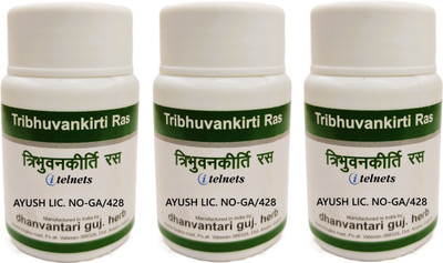 ITELNETS Dhanvantari Tribhuvankirti Ras Tablets (3 x60T Each)(180 Tablets)