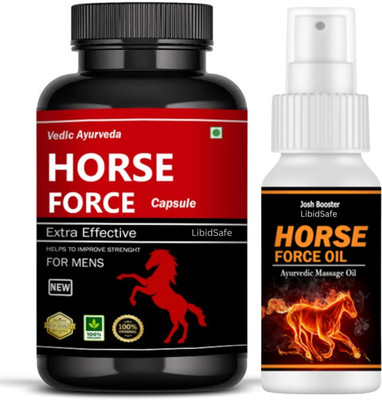 LibidSafe Horse Force Capsule With Power Oil Wellness Formula(Pack of 2, 60 Capsules)
