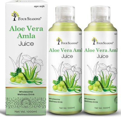 Four Seasons Aloevera Amla Juice|Strength Digestive System|Enriched with Vitamin C|Anti Aging(Pack of 2)