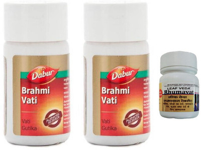 Dabur Brahmi Vati for ingredients With Leaf Rhumawat 20 Tab(Pack of 3, 80 Tablets)