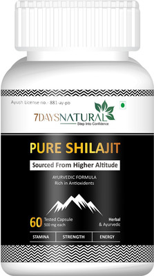 7 DAYS NATURAL Pure Shilajeet Capsules–Enhances Strength, Vitality&Immunity–Ayurvedic Wellness(60 Capsules)