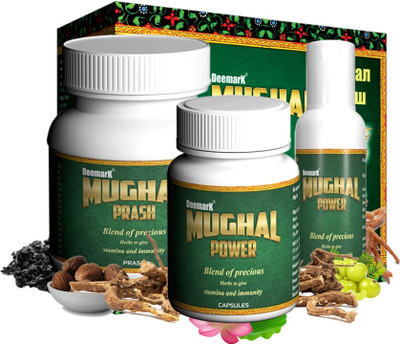 DEEMARK Mughal Prash for Men | Ayurvedic Immunity, Strength, Power & Energy Booster(250 g, 30 Capsules, 50 ml)