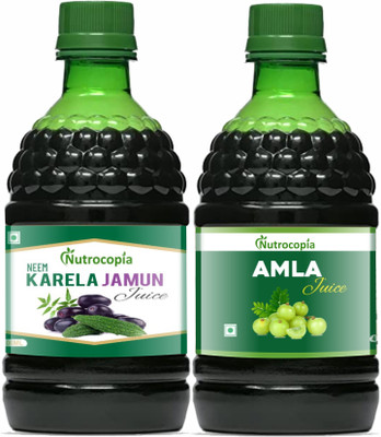 NUTROCOPIA Neem Karela Jamun & Amla Juice For Diabetic Care Pack of 2(Pack of 2, 800 ml)