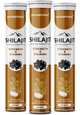 CaptainFitness Shilajit Effervescent Tablets | Boost Performance and Stamina(Pack of 3, 60 Tablets)