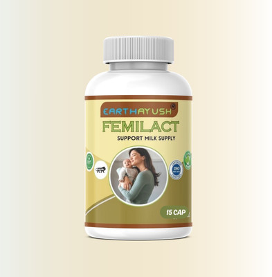 earthayush FEMILACT / SUPPORT MILK SUPPLY/ Milk Supply in Mothers / 15 CAP / PACK OF 1(15 Capsules)