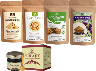 Trivang Ashwagandha,Safed Musli,Kaunch Seed,Shatavari Powder (4 x 100g) & Shilajit 20g(Pack of 5, 420 g)