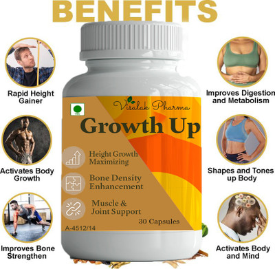 visalak pharma Growth Up Organic cap-sules Height Bhadhane ki Dwa(30 Capsules)