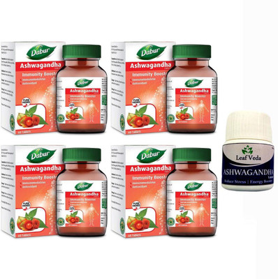 Dabur Ashwagandha Immunity Booster Each 60 Tab With Leaf Ashwagandha 15 Tab(Pack of 5, 240 Tablets)