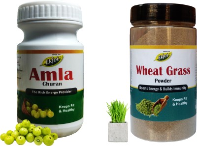 Ekjot Organic Amla Powder (100g) + Wheatgrass Powder (100g) | Combo Pack(2 x 100 g)