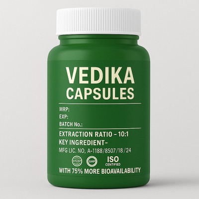 VEDIKA Yellow Zedoary / Kasthuri Manjal Extract Capsules Pack of 60 Capsules(60 Capsules)