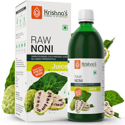 Krishna's Herbal & Ayurveda Raw Noni Juice | Unpasteurized | Sugar Free Enhance Energy | Immunity Booster | Made with Fresh Noni Fruit (Morinda citrifolia)(1000)